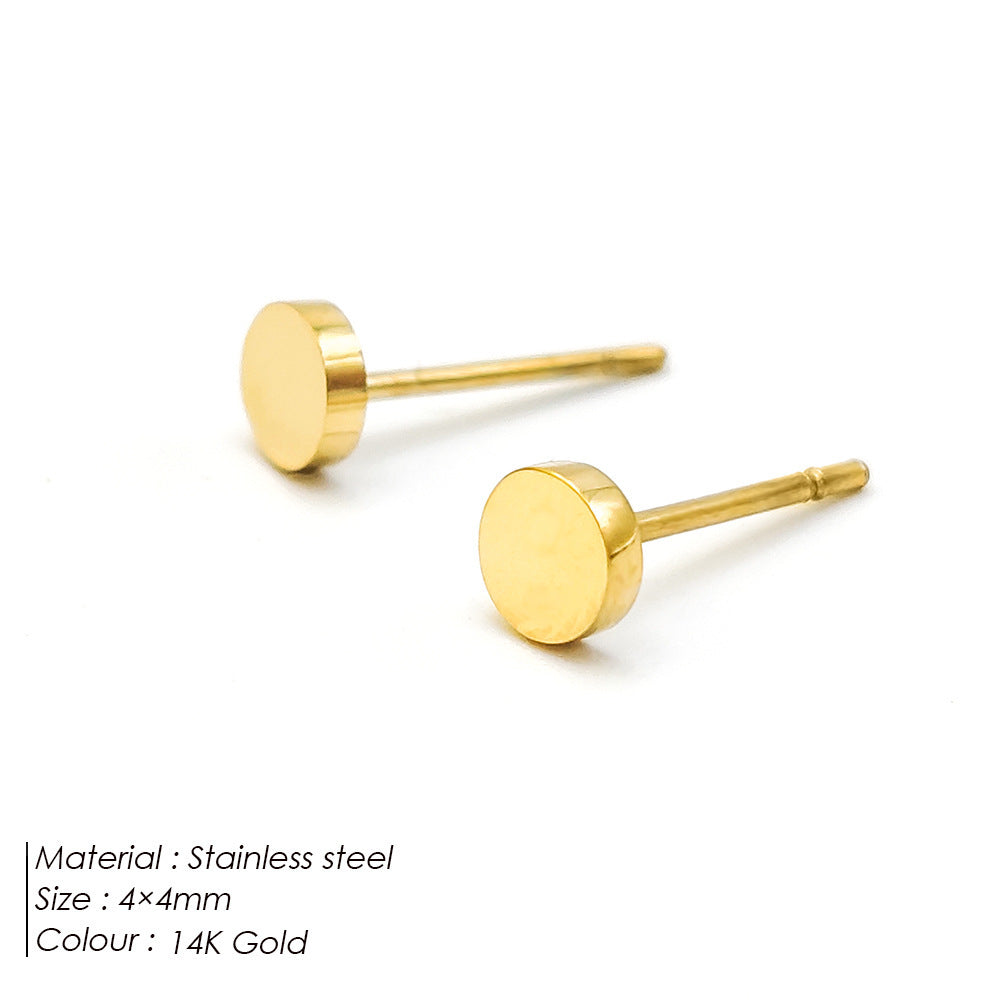 Women's Stainless Steel Electroplated Gold Fashion Ear Stud Earrings