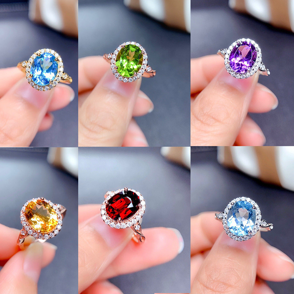 Broadcast Colored Gems Imitation Natural Topaz Ring