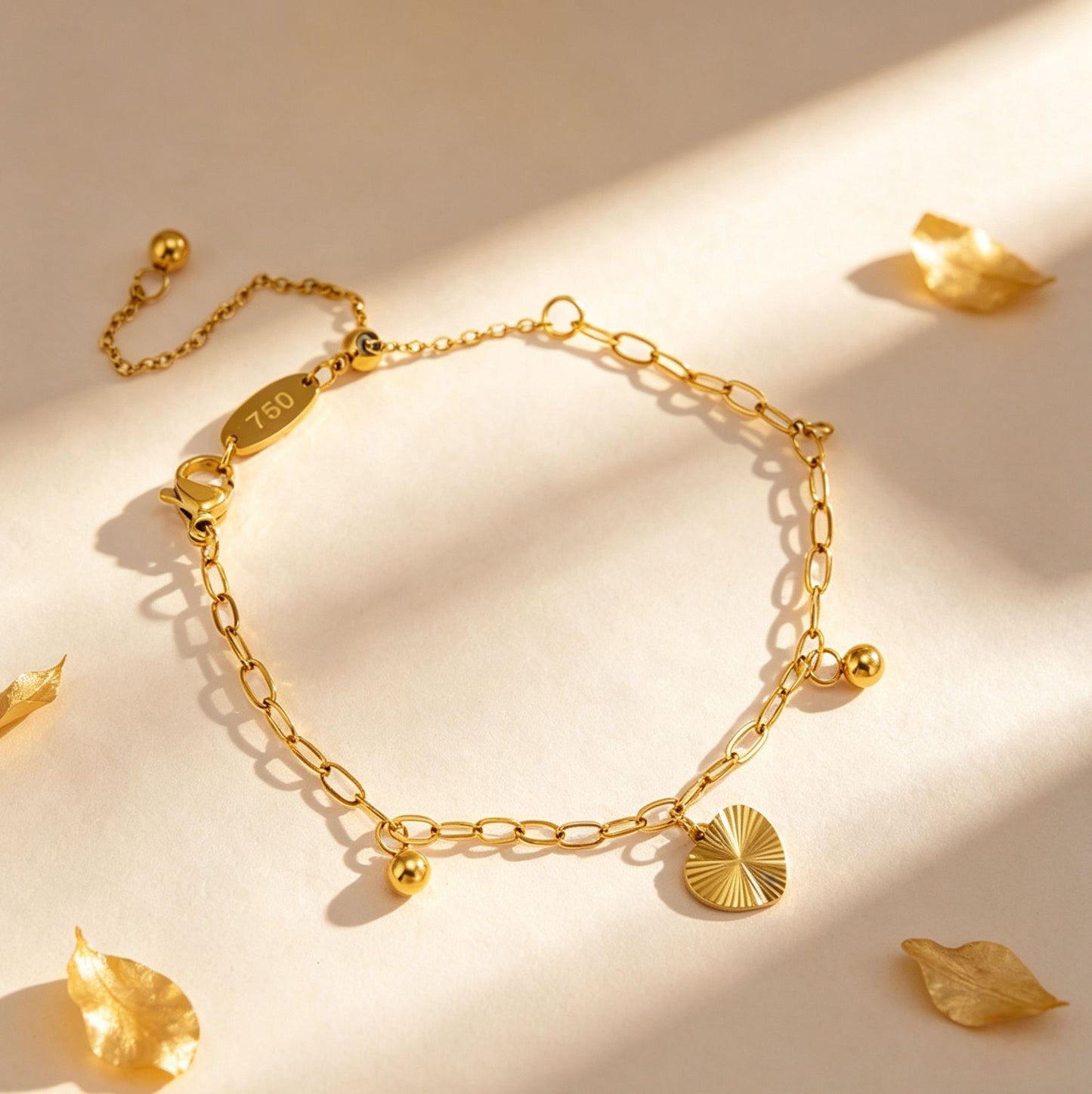 Gold Heart-shaped Does Not Fade Design Fashion Bracelet