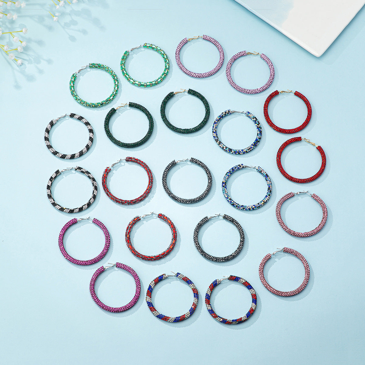 Splendid Diamond Shiny Big Circle Affordable Luxury Fashion Rhinestone Color Earrings