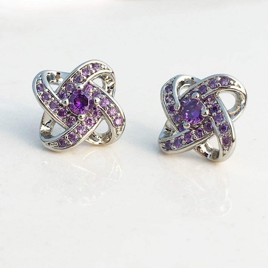Women's Lucky Four-leaf Clover Amethyst Flower Full Rings
