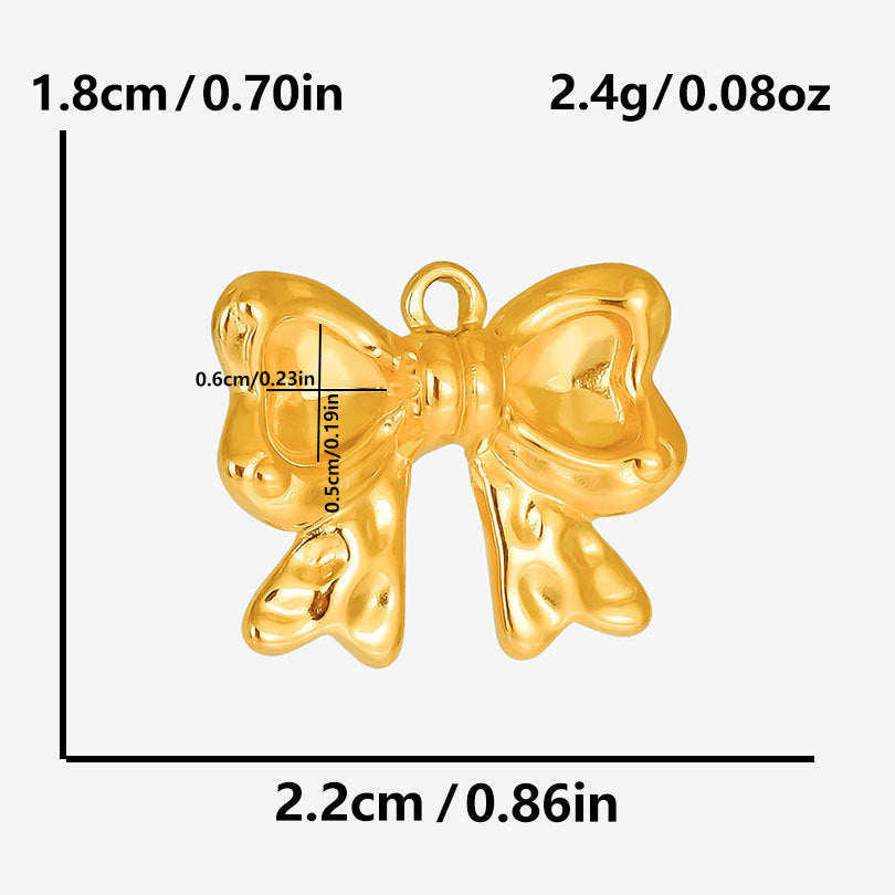 Stainless Steel Golden Bow Fashion Ornaments Pendants