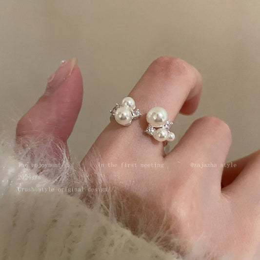 Twin Super Beautiful Open Female Light Luxury Flawless Finish Ring