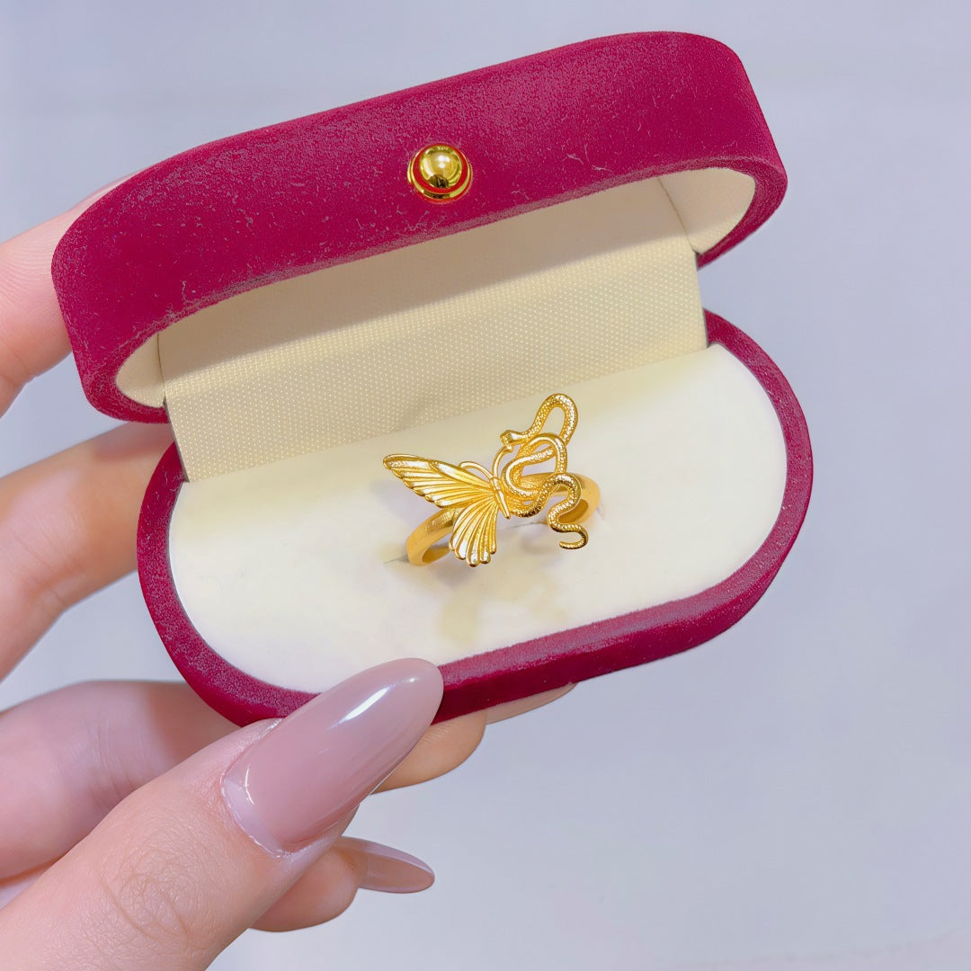 Women's Alluvial Gold Retro Affordable Luxury Design Brass Plated Fashion Ring