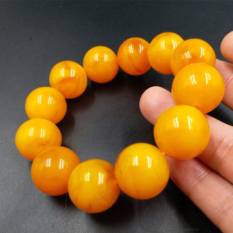 Beeswax Yellow Chicken Grease Color Barrel Beads Round Bracelet