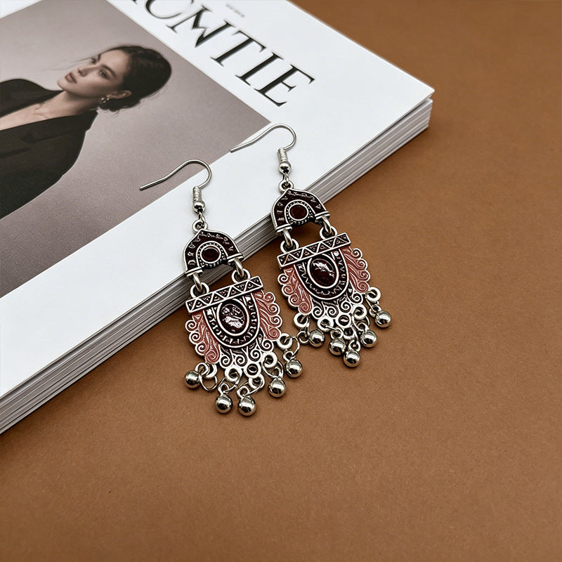 Retro Bohemian Ethnic Style Fashion Drop Oil Creative Water Long Earrings