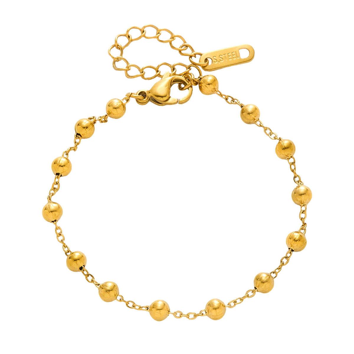 Women's Stainless Steel Round Beads Gold Fashion Bracelets