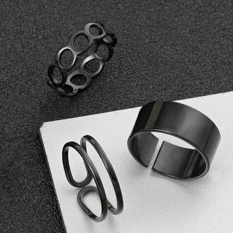 Titanium Steel Three-piece Design Niche Opening Adjustable Suit Rings