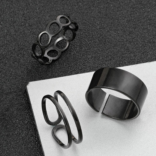 Titanium Steel Three-piece Design Niche Opening Adjustable Suit Rings