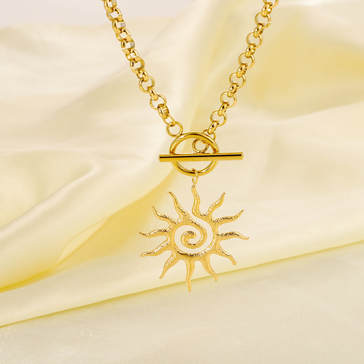 Women's Stainless Steel Rotating Sun Simple Retro Pendants