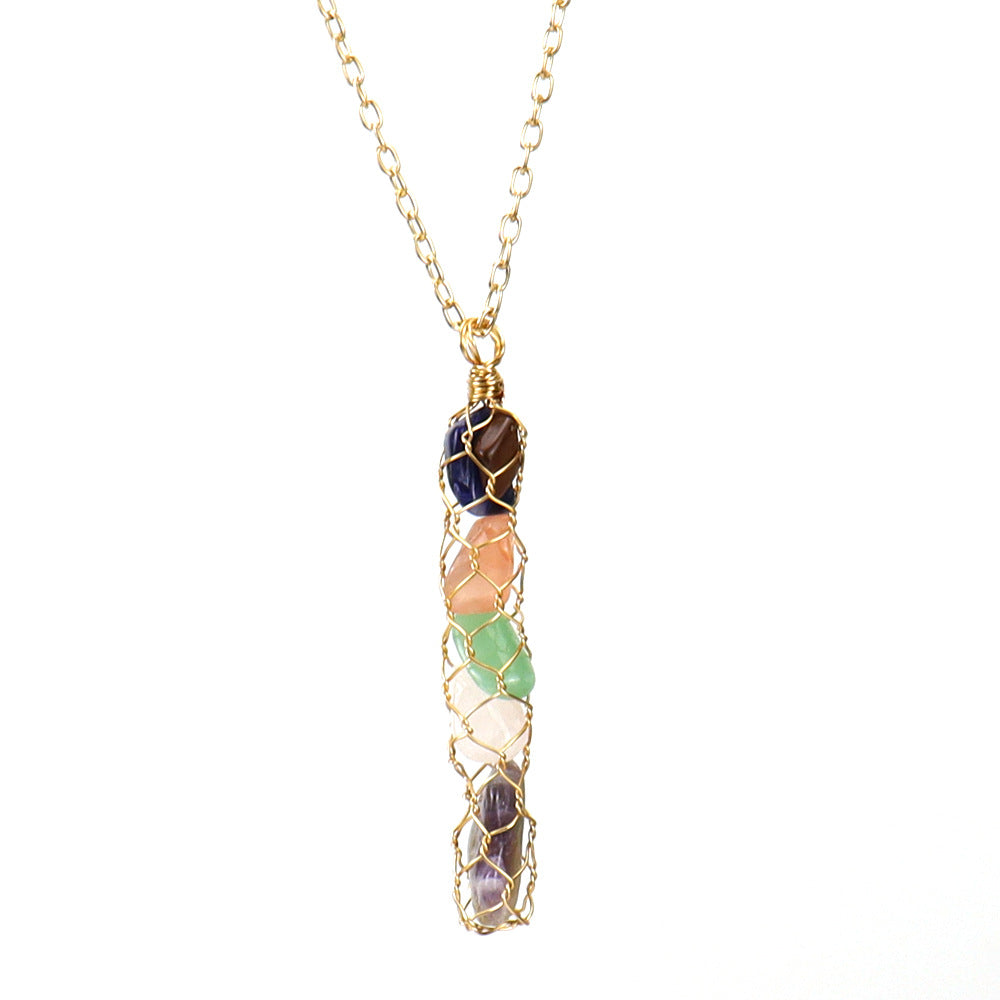 Handmade Winding Natural Gravel Crystal Amethyst Agate Necklace
