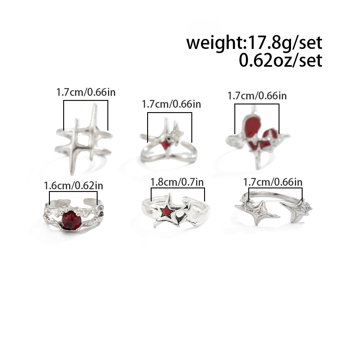 Men's Vintage Gemstone Hip Hop Fashion Personality Five-pointed Ring