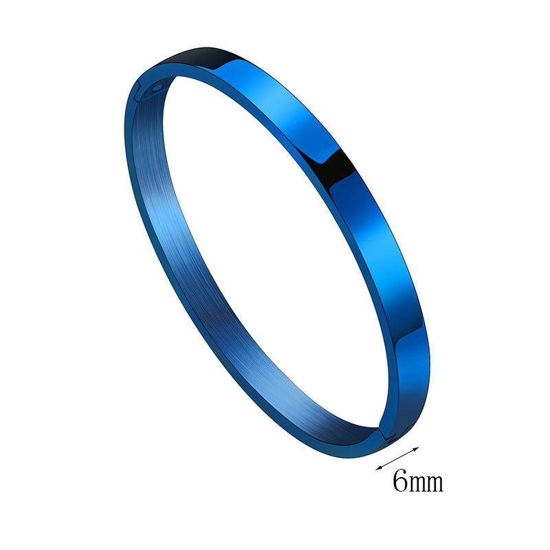 Women's & Men's Glossy Titanium Steel Couples Openings Stainless Simple Bracelets