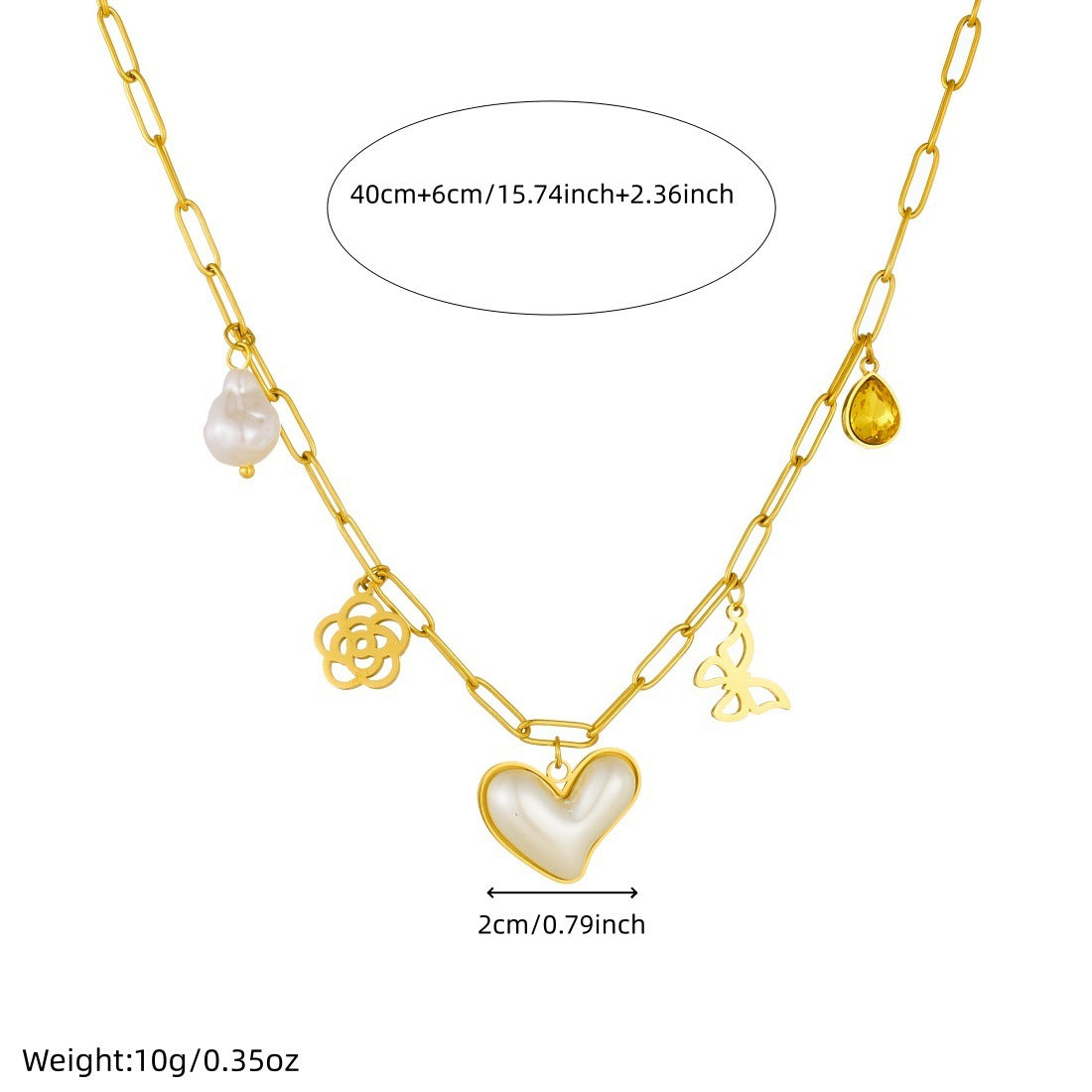 Steel Love Gold-plated Flowers Butterfly Imitation Necklaces