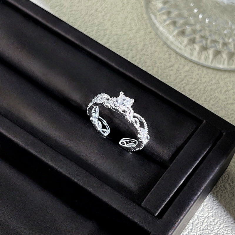 Sweet Style Niche Design Butterfly Flower Female Lace Hollow Out Ring