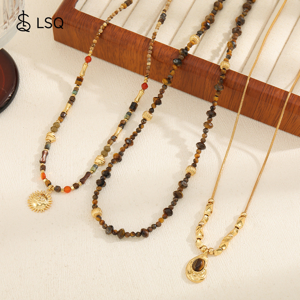 Vintage Style Natural Stone Handmade Beaded Necklaces