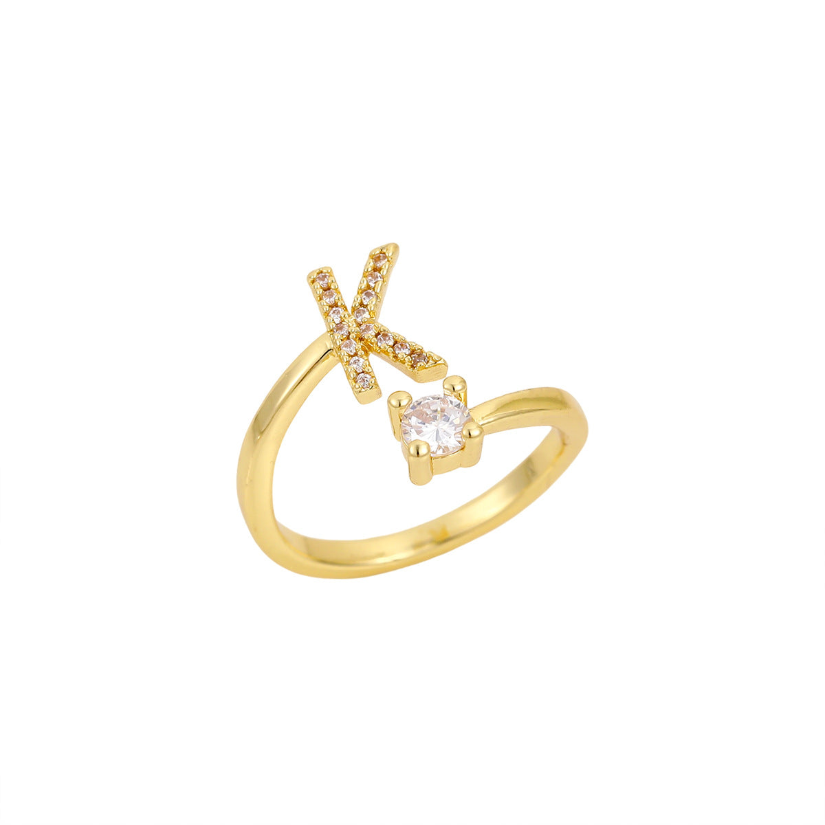 Gold Letter Open Male Female Personality Rings