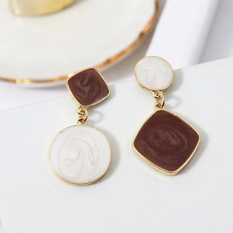Sier Needle Personality Asymmetric Simple Geometric Ear Drop Rings