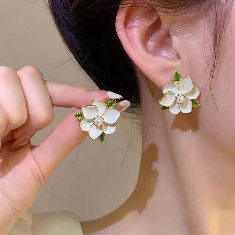Gardenia Flower Female Premium Mori Temperament Earrings