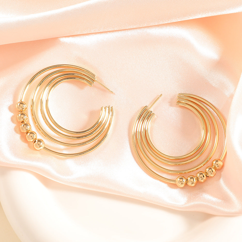 Women's Fashion Design Metal Glossy Surface Folding Ear Stud Earrings
