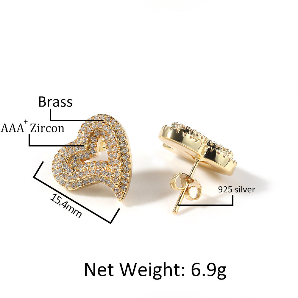 Hollow Love Heart Retro Affordable Luxury Fashion Hip Stud Earrings