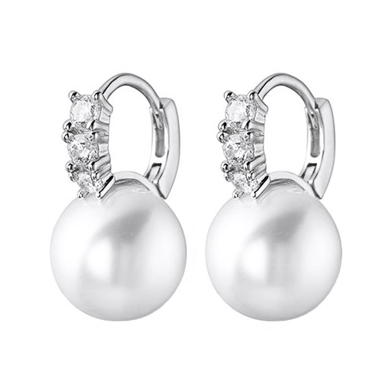 Shi Glossy Pearl Geometric Elegant Graceful Earrings