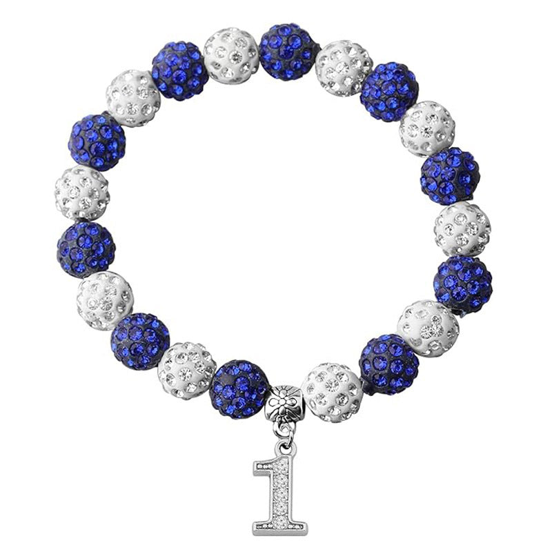 Rhinestone Round Beads Elastic Silk Beaded Metal Bracelet
