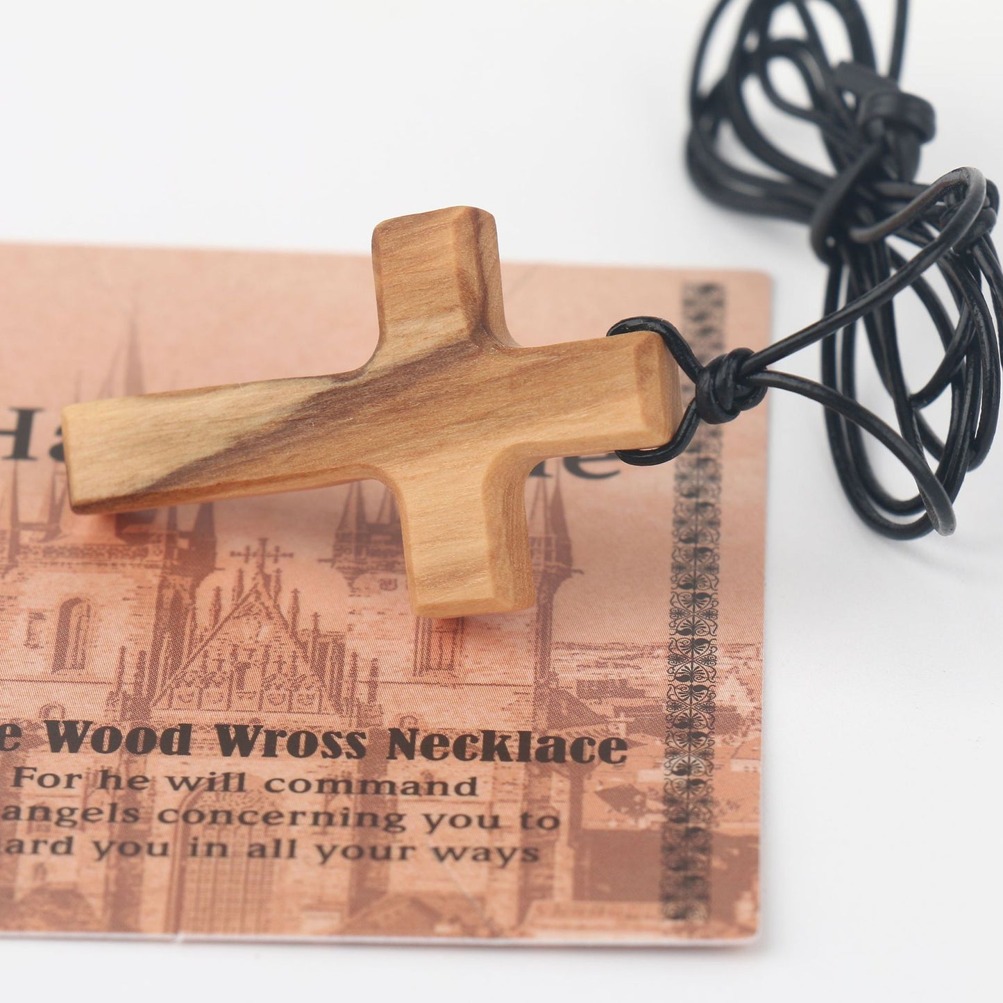 Olive Wood Crafts Solid Cross Sweater Necklace