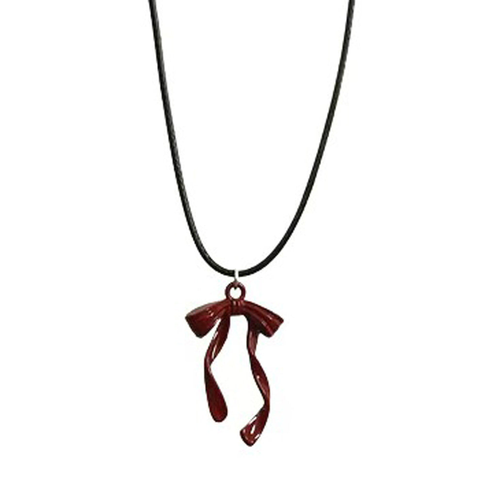 Niche Minimalist Bow Black Leather Rope Necklaces