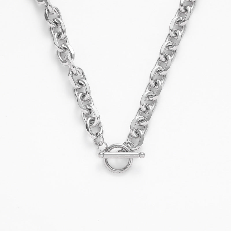 Men's Simple Buckle Titanium O-shaped Batch Angle Chain Three-dimensional Necklace