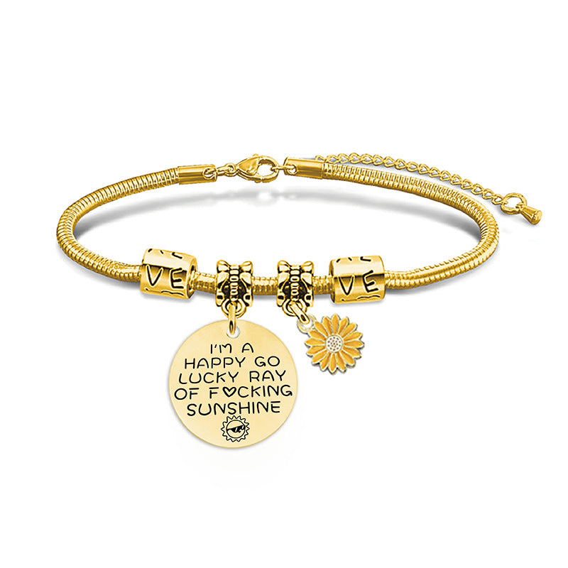 Snake Bone Sunflower Inspirational Festival Gift Bracelets