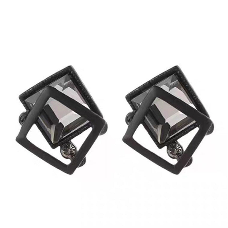 Women's Fashion Geometry Pattern Square Crystal Glass For Elegant Earrings