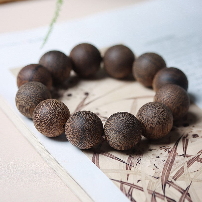 Natural Eaglewood White Round Beads Buddha Bracelet
