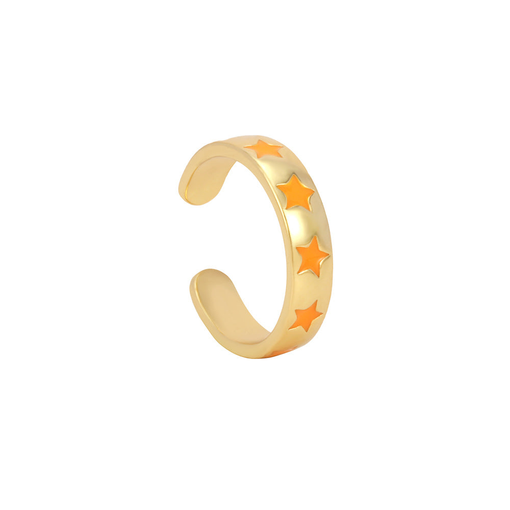 Element Style Five-pointed Star Cold Retro Rings