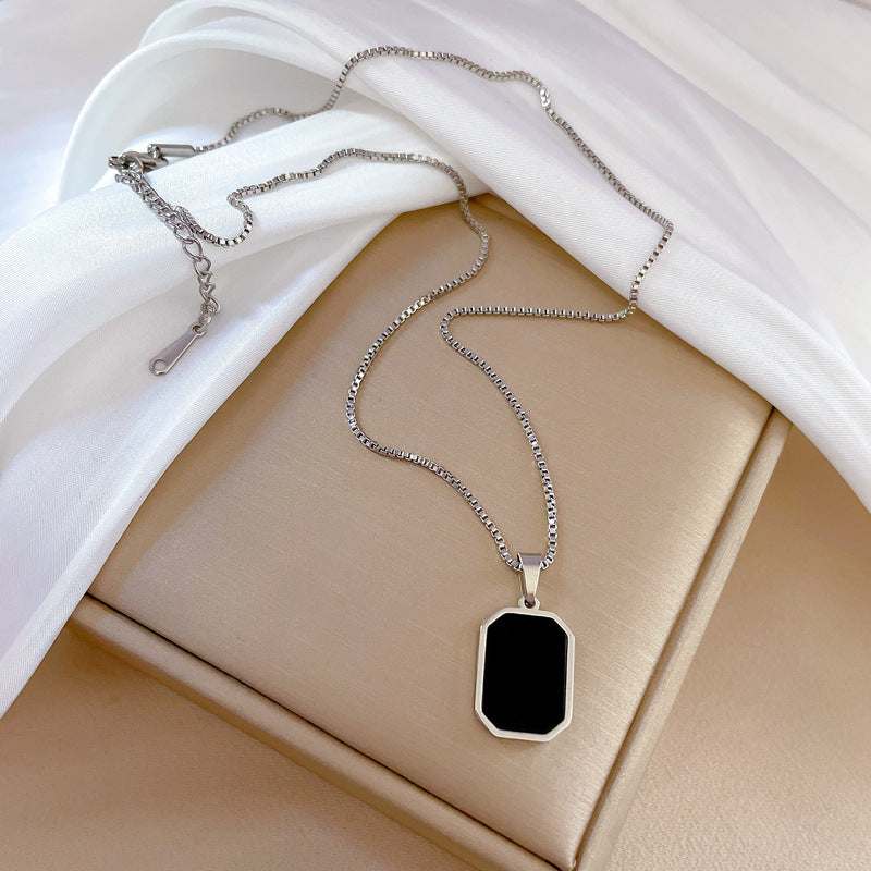 Geometric Square Personality Minimalist Furnace Real Gold Necklaces