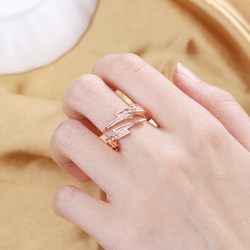 Creative Niche Irregular Lightning Open Female Rings