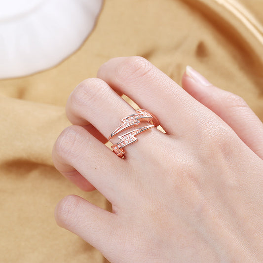 Creative Niche Irregular Lightning Open Female Rings