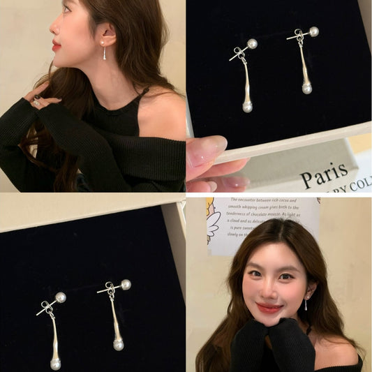 Women's Retro Niche Drop Pearl High-grade Tassel Rings