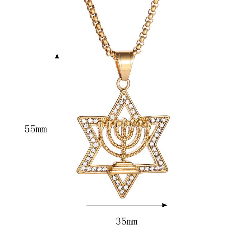 Men's Hip Hop Titanium Steel Gold Plated Rhinestone Star Of Pendants