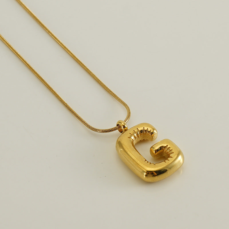 Bubble Letter Snake Bones Chain Titanium Steel Necklaces