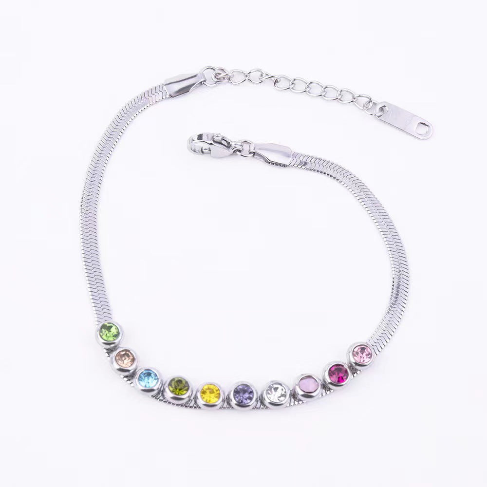 Stainless Steel Blade Chain Color Diamond High-grade Beaded Style Environmental Bracelets