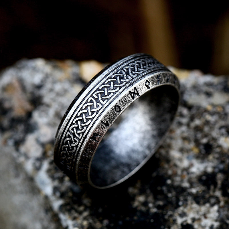 Simple Fashion Stainless Steel Nordic Retro Viking Letter Rings