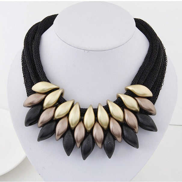 Women's Bohemian Acrylic Water Drop Tassel Cotton Necklace
