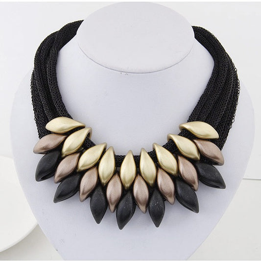 Women's Bohemian Acrylic Water Drop Tassel Cotton Necklace