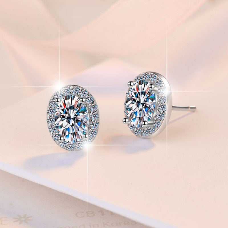 Sterling Sier Denier Big Diamond Moissanite Earrings