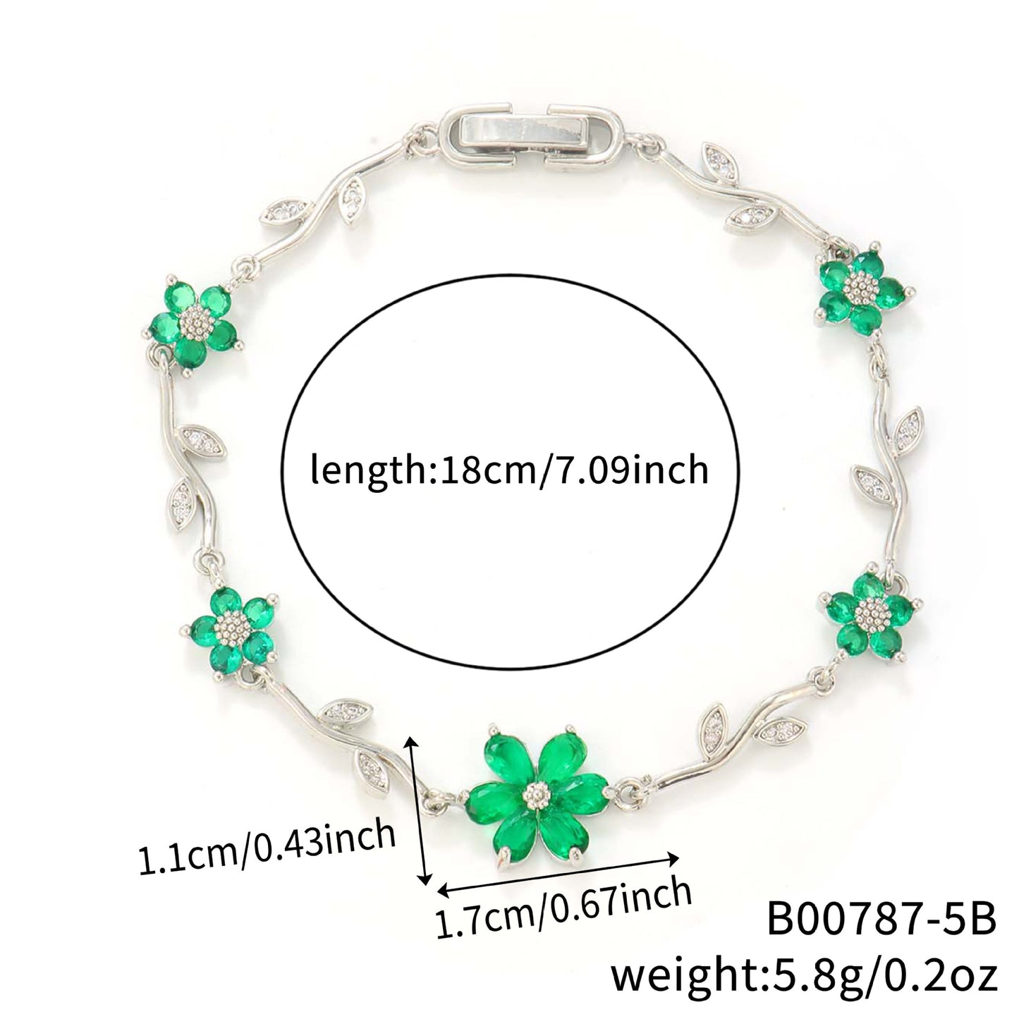 Petals Flower Leaf Zircon Design Personality Daily Birthday Bracelet