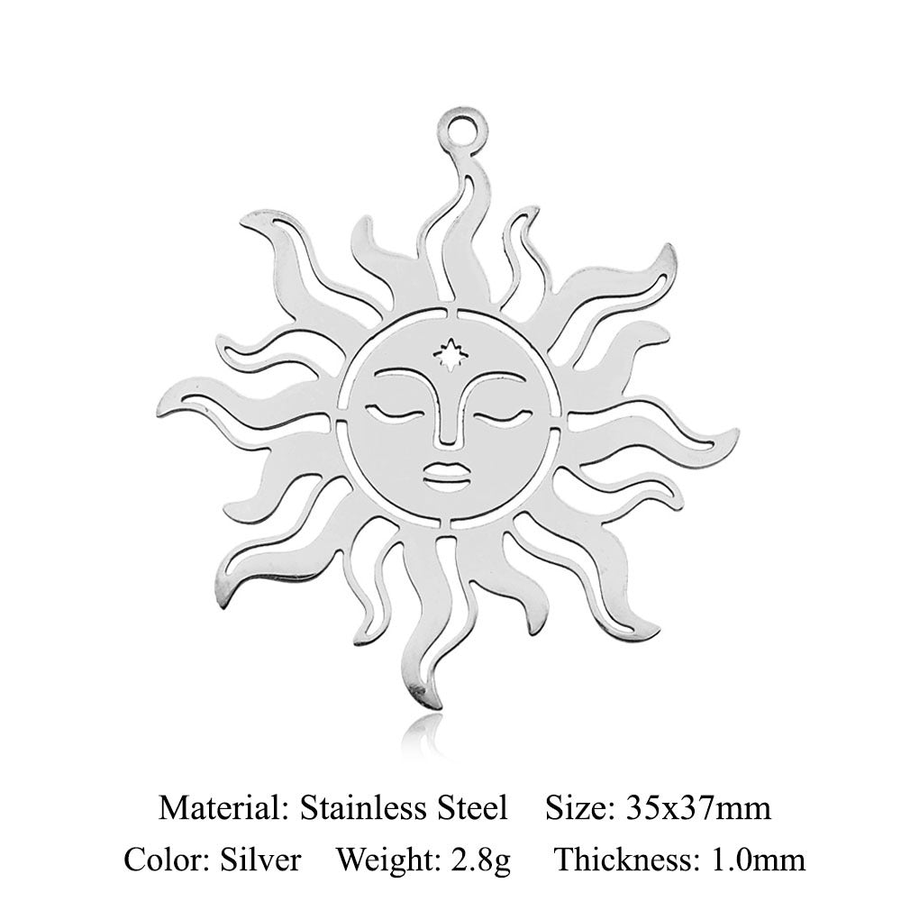 Sunrise Titanium Steel Flower Moon Ornament Pendants