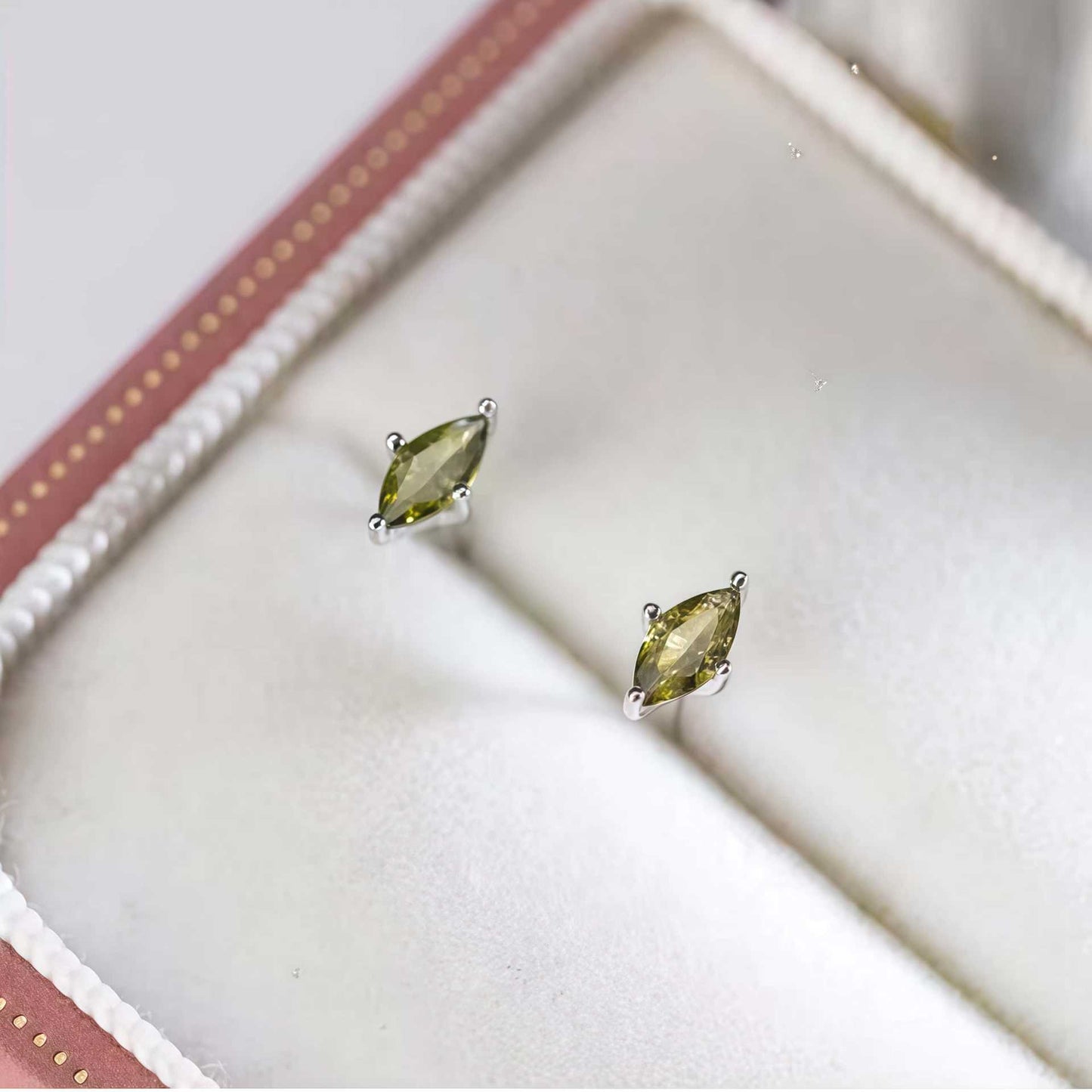 Sterling Sier Gold Plated Olive Green Horse Eye Zircon Mini Earrings