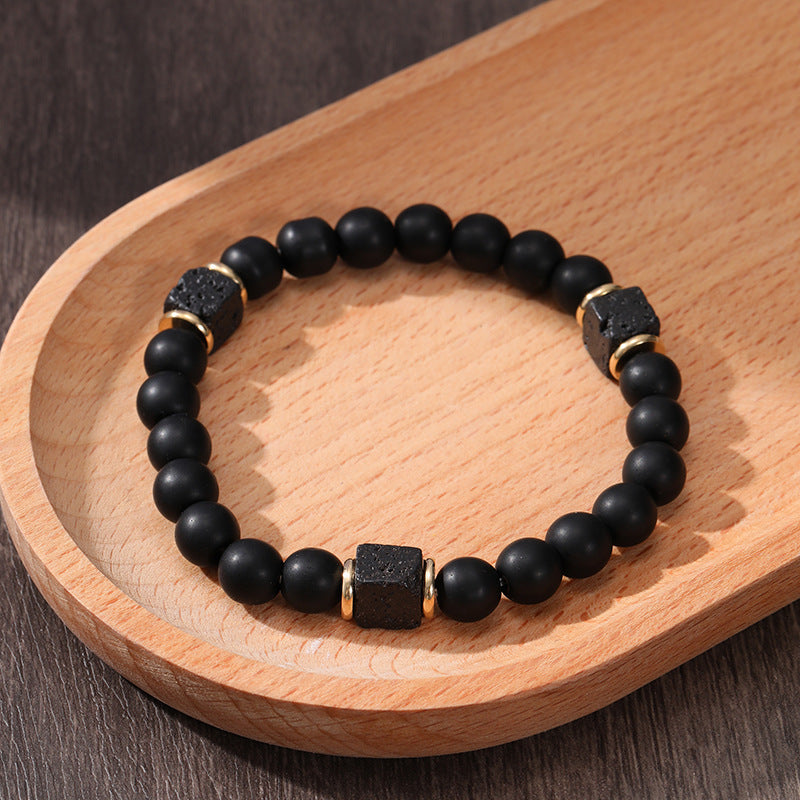 Men's Natural Volcanic Rock Snowflake Stone Beads Vintage Bracelets