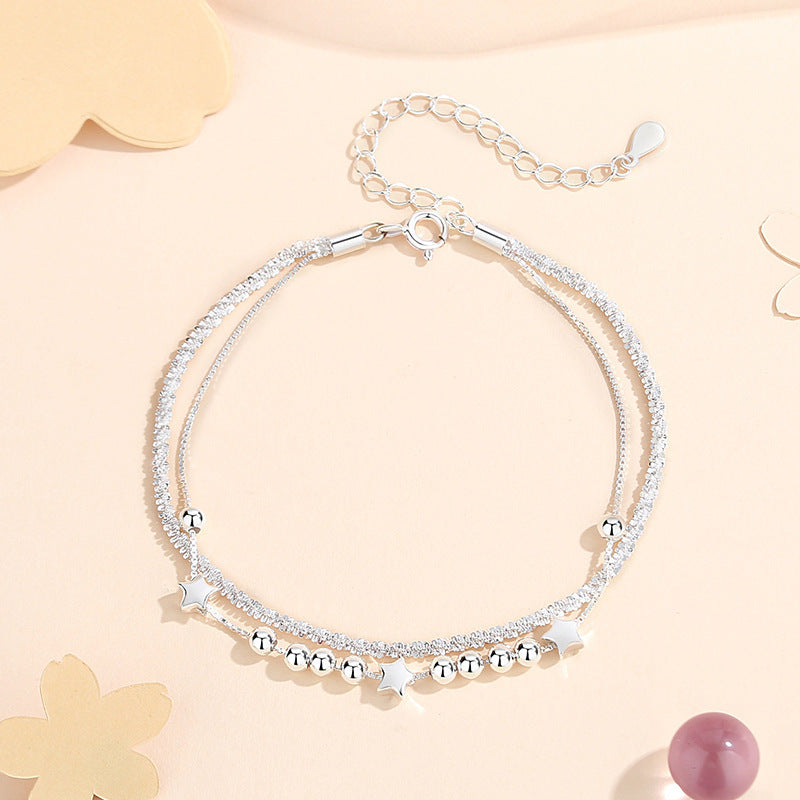 Sparkling Planet Female Korean Style Starry Double Layer Sier Bracelets